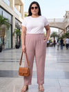 Plus Size Women's Solid Ribbed Stretch Palazzo with Elastic Waistband Nylon Elastane Fabric| Sizes 3XL-8XL