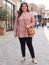 Plus Size Women's Pure Cotton V-Neck 3/4 Sleeves Tiered Button-Down Top | Sizes 3XL TO 8XL