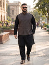 Plus Size Men's Mandarin Collar Checked Acrylic Sleeveless Nehru Jacket | Sizes 3XL to 8XL