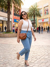 Plus Size Women's Light Blue Elastic Waistband Drawstring Denim Joggers | Sizes 3XL to 8XL