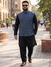 Plus Size Men's Mandarin Collar Checked Acrylic Sleeveless Nehru Jacket | Sizes 3XL to 8XL