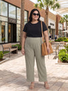 Plus Size Women's Solid Ribbed Stretch Palazzo with Elastic Waistband Nylon Elastane Fabric| Sizes 3XL-8XL