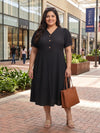 Plus Size Women's A-Line V-Neck Midi Dress | Soft Crepe Fabric | Regular Fit | Sizes 3XL to 8XL