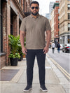Plus Size Men's Textured Quarter-Zip Polo Collar TShirt