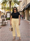 Plus Size Women's Solid Ribbed Stretch Palazzo with Elastic Waistband Nylon Elastane Fabric| Sizes 3XL-8XL