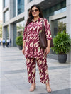 Plus Size Women’s Printed Shirt-Style Premium Crepe Fabric Co-Ords Set Sizes 3XL to 8XL