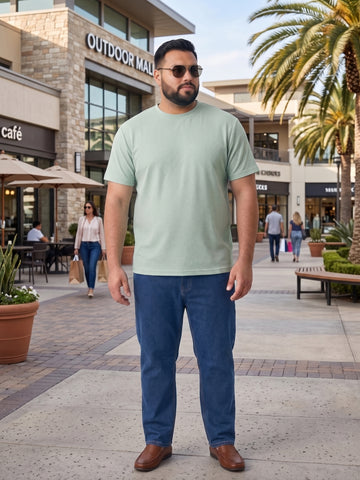Plus Size Men's Short Sleeve Round Neck Textured Fabric T-Shirt |Sizes 3XL to 8XL