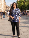 Plus Size Women's Printed V-Notch Neck Top with 3/4 Sleeves Soft Crepe Fabric |Sizes 3XL-8XL