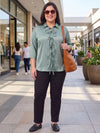 Plus Size Women's Front Tie-Up Collared 3/4th Sleeve Viscose Shirt | Sizes 3XL to 8XL