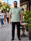 Plus Size Men's Textured Quarter-Zip Polo Collar TShirt