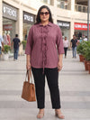 Plus Size Women's Front Tie-Up Collared 3/4th Sleeve Viscose Shirt | Sizes 3XL to 8XL