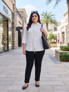 Plus Size Women's Front Tie-Up Collared 3/4th Sleeve Viscose Shirt | Sizes 3XL to 8XL