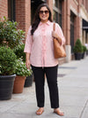 Plus Size Women's Front Tie-Up Collared 3/4th Sleeve Viscose Shirt | Sizes 3XL to 8XL