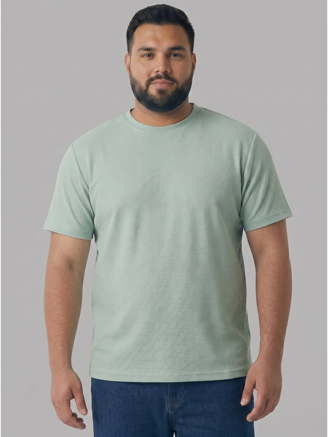 Plus Size Men's Short Sleeve Round Neck Textured Fabric T-Shirt |Sizes 3XL to 8XL