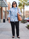 Plus Size Women's Front Tie-Up Collared 3/4th Sleeve Viscose Shirt | Sizes 3XL to 8XL