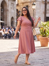 Plus Size Women V-Neck Viscose Lycra Midi Dress