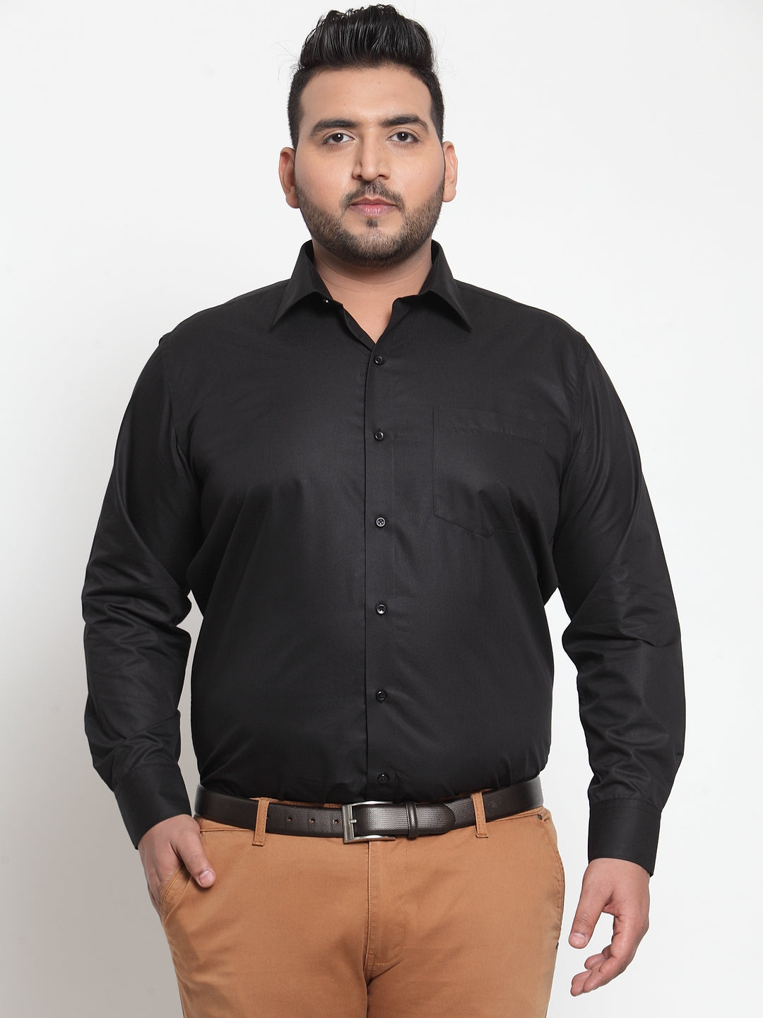 plusS Men Black Formal Shirt