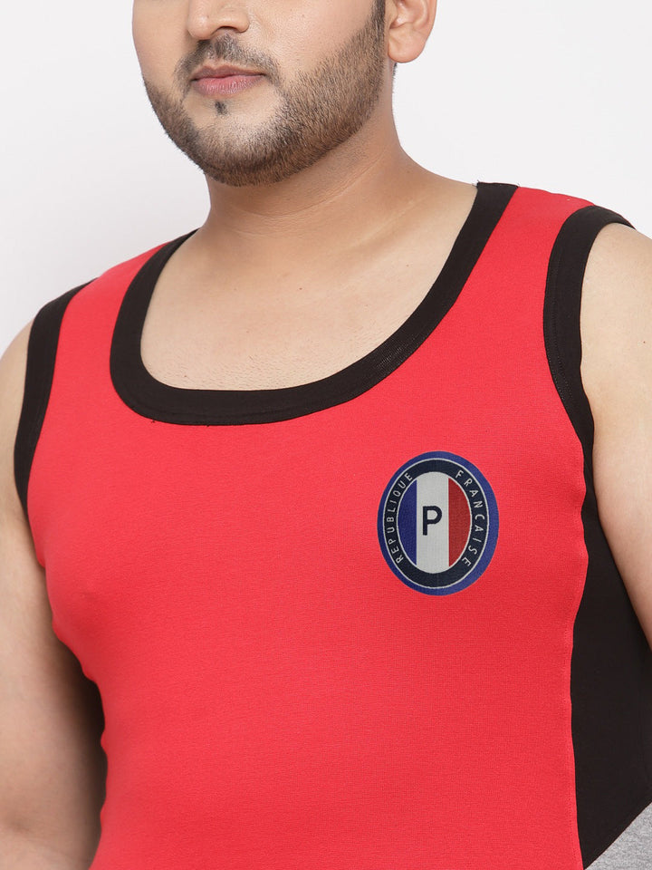 plusS Men Red Solid Innerwear Vest