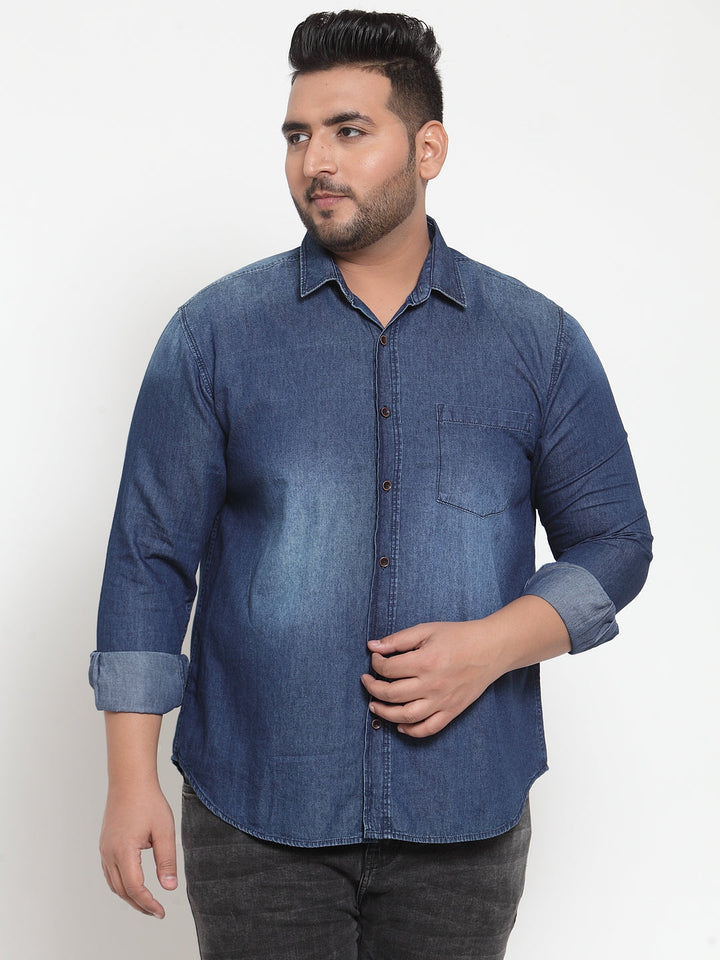 Men Blue Comfort Regular Fit Solid Casual Shirt