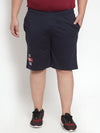 Plus Size Men Navy Blue Solid Slim Fit Regular Shorts