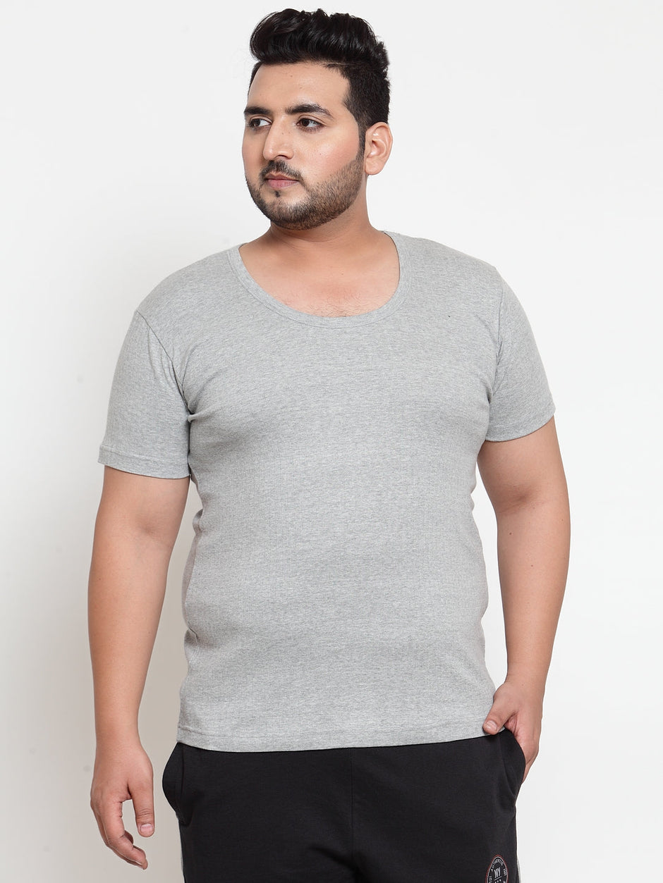Plus Size Men Grey Innerwear Vest