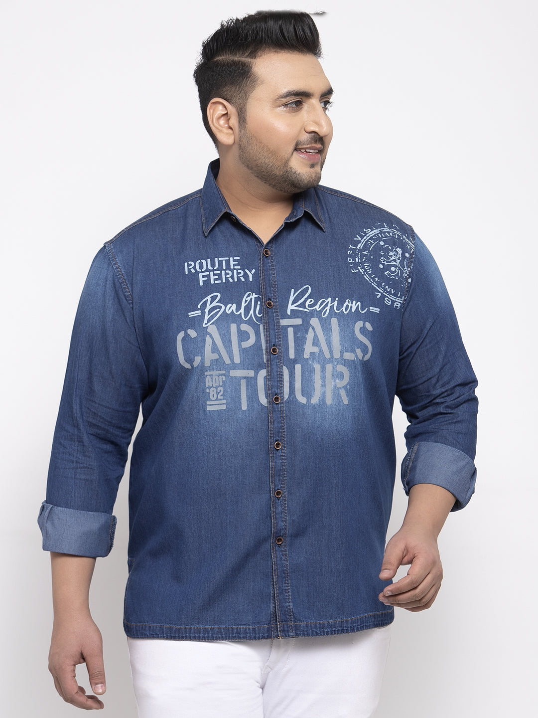 Men Blue Regular Fit Printed Casual Shirt