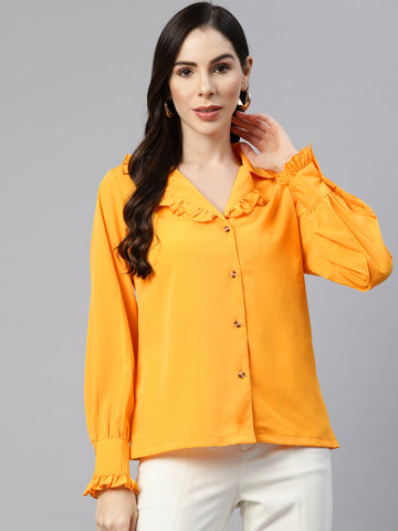 plusS Women Yellow Regular Fit Casual Shirt