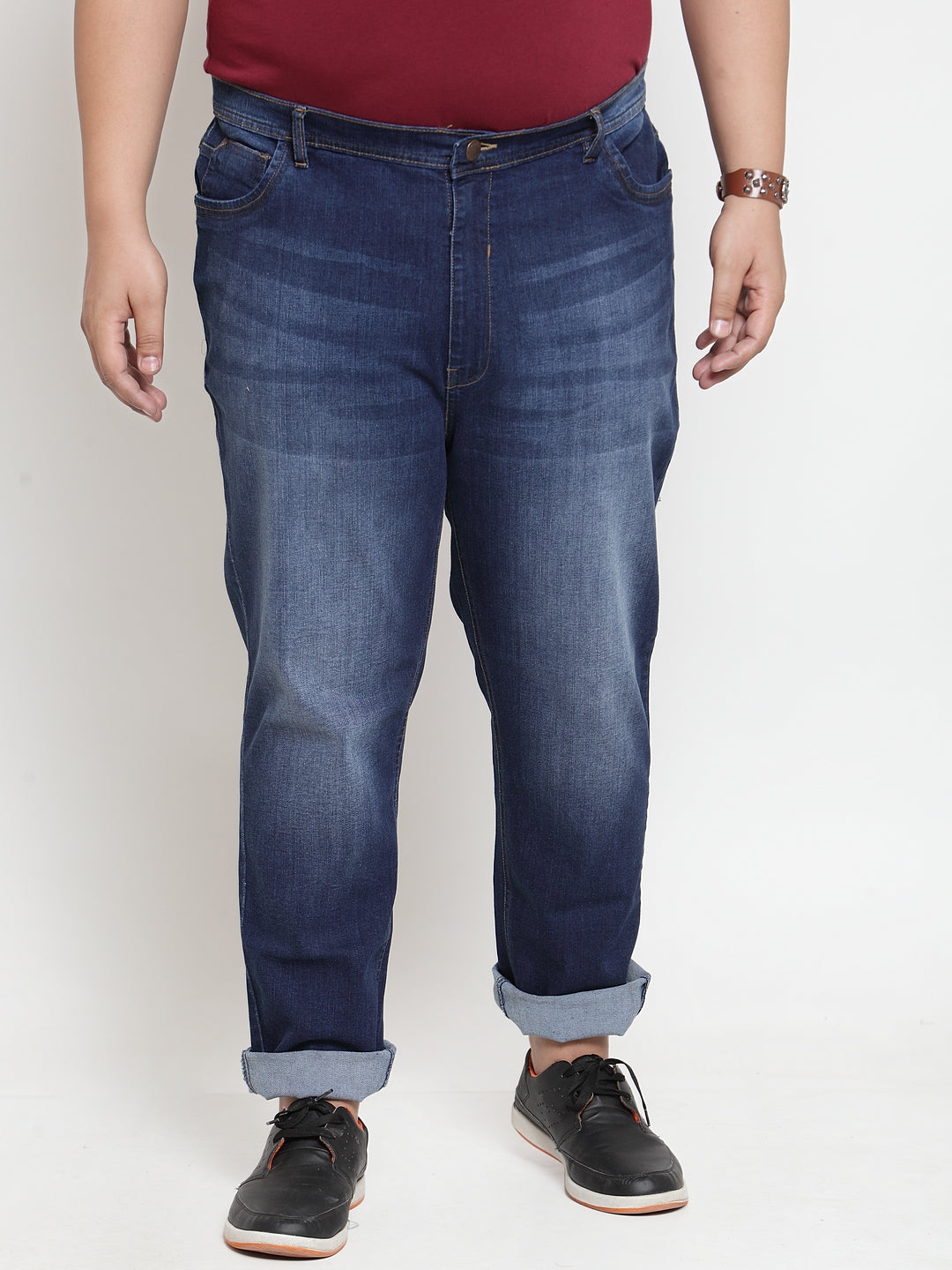 Men Blue Regular Fit Mid-Rise Clean Look Jeans