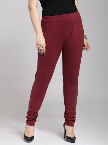 Maroon Churidar-Length Leggings