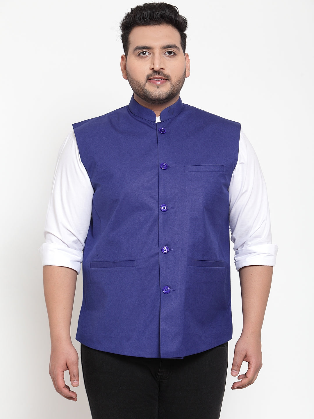 Men Blue Solid Waistcoat