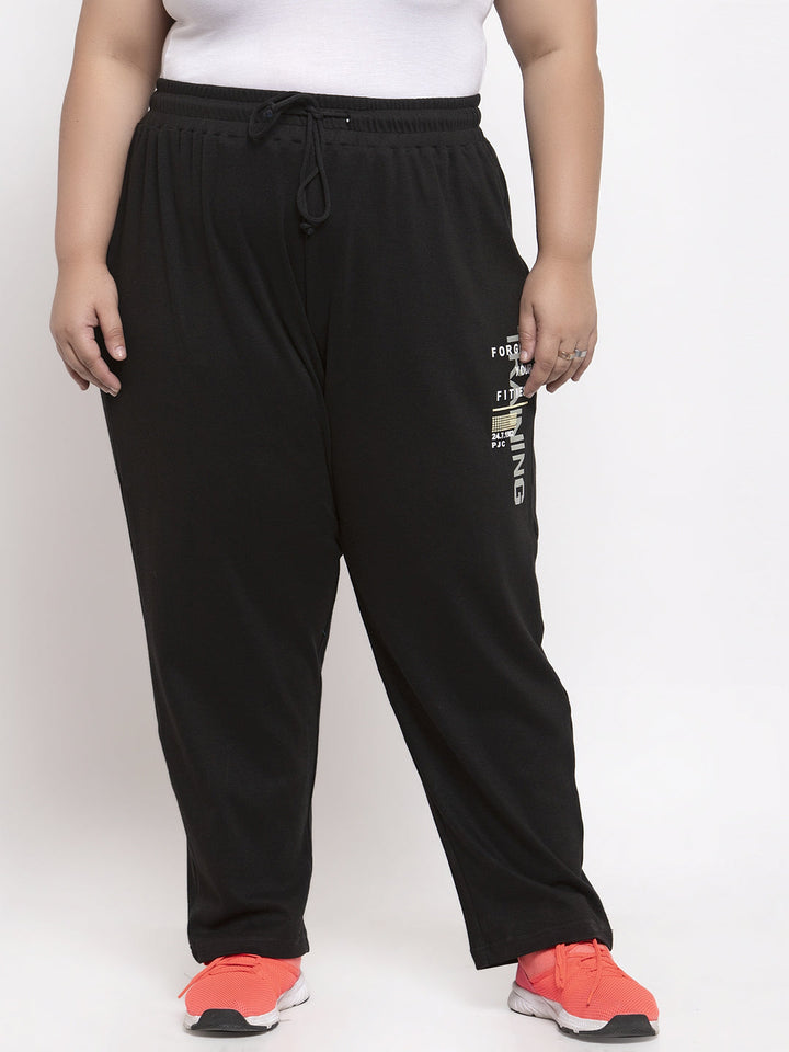 Women Black Solid Straight-Fit Track Pants