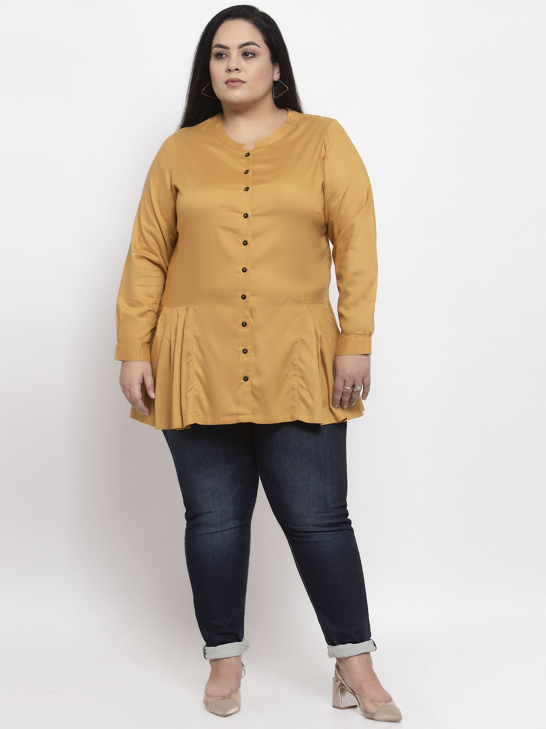 Mustard Yellow Solid Plus Size Tunic