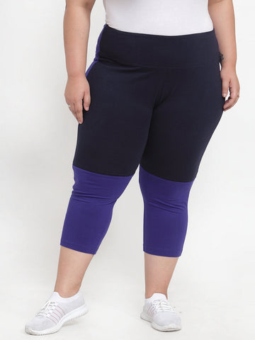 Women Blue Solid Regular Fit Capris