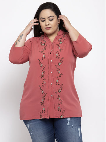 plusS Women Rose Embroidered Top