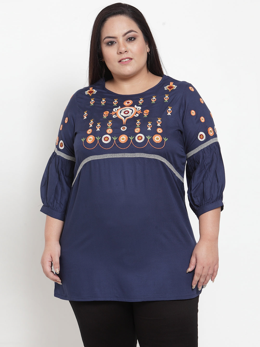 Women Navy Blue Printed Top