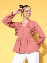 plusS Pretty Pink Solid Once Upon a Sleeve Top