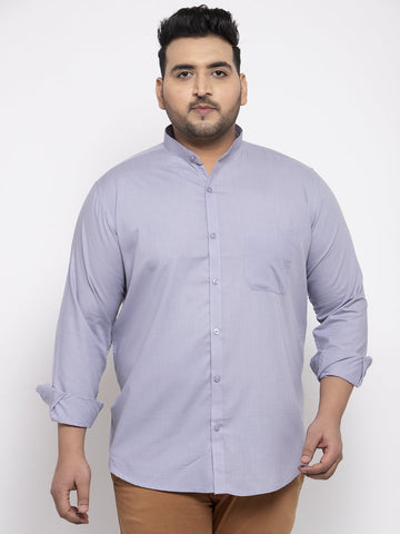 Plus Size Men Purple Casual Cotton Shirt