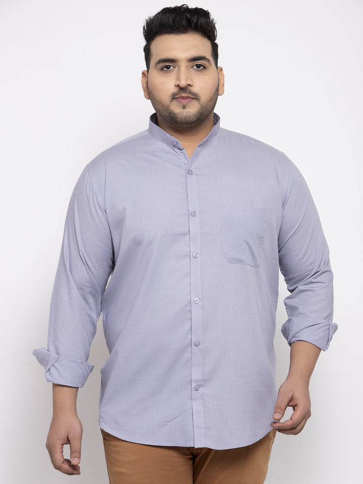 plusS Men Purple Casual Cotton Shirt