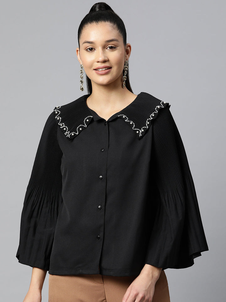 plusS Black Shirt Style Top