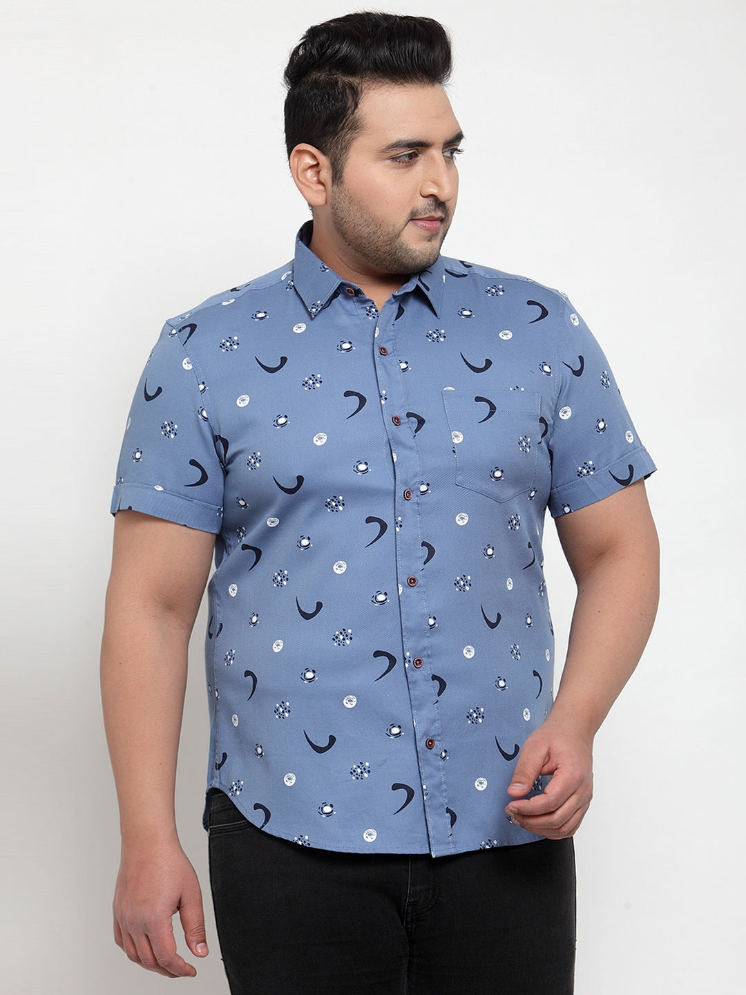 Men Blue Regular Fit Printed Casual Shirt