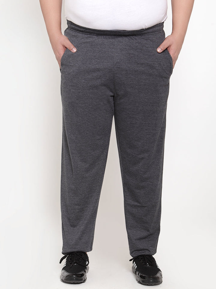 plusS Men Grey Solid Track Pants