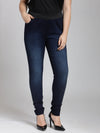 Plus Size Women Blue Solid Jeggings
