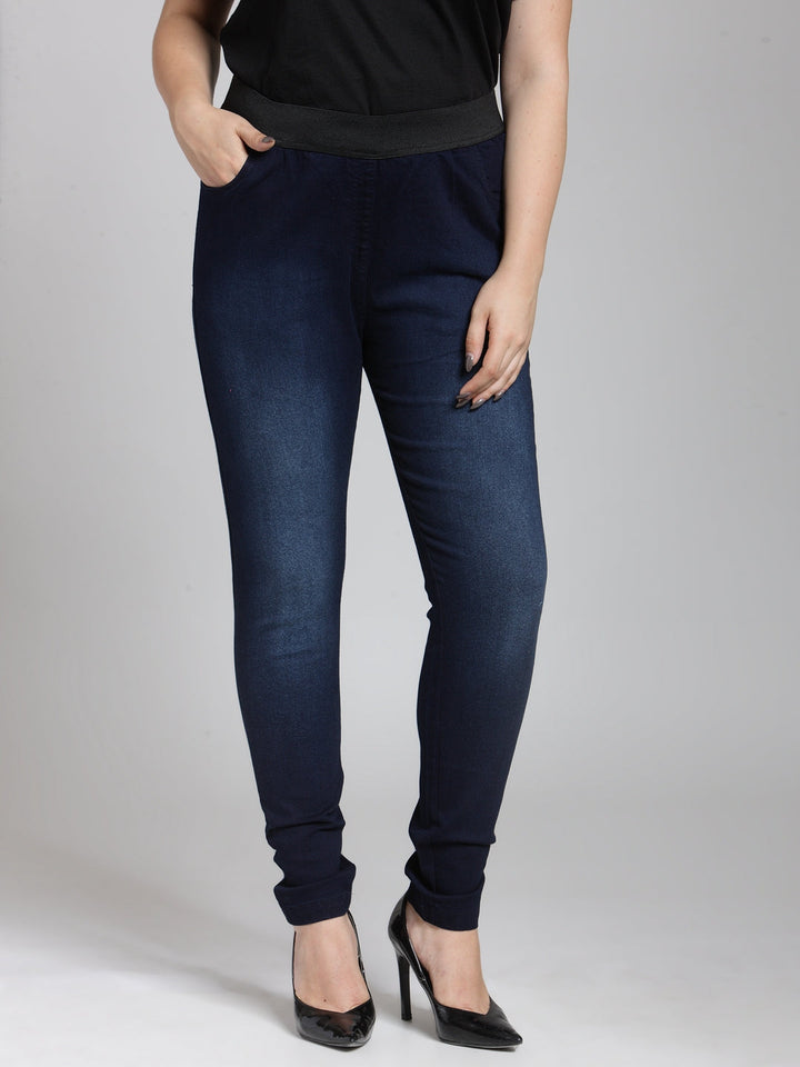 plusS Women Blue Solid Jeggings