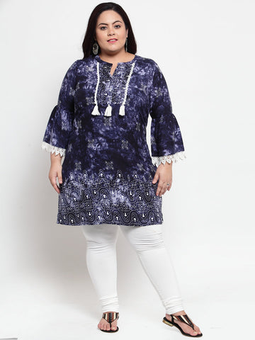 Women Blue Printed Tunic