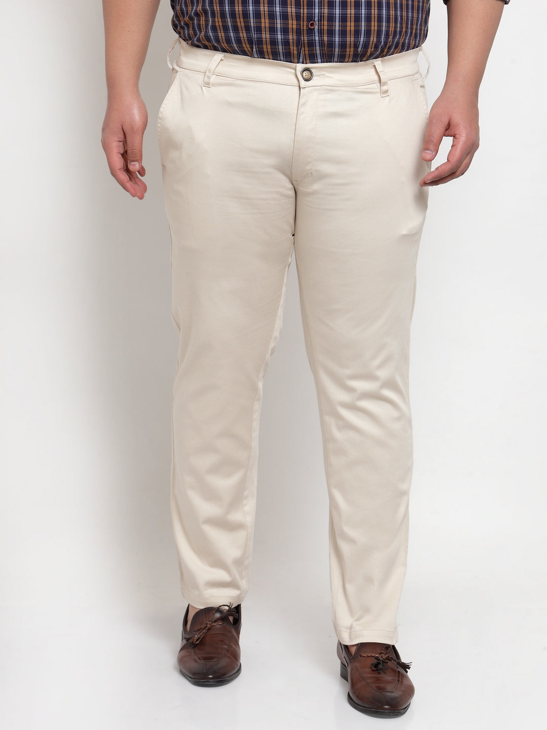 Buy AD by Arvind Men Light Khaki Regular Fit Mid Rise Casual Chinos -  NNNOW.com