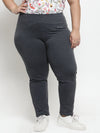 Plus Size Women Grey Straight-Fit Trackpant