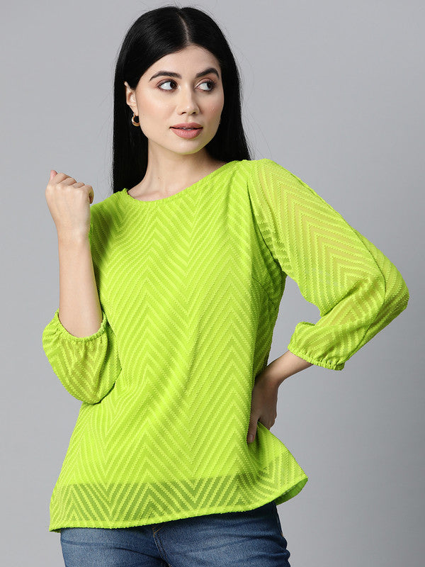 plusS Fluorescent Green Self Design Top