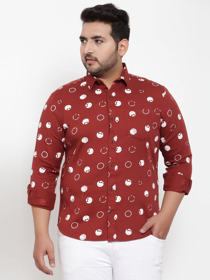 Men Maroon Regular Fit Printed Casual Shirt