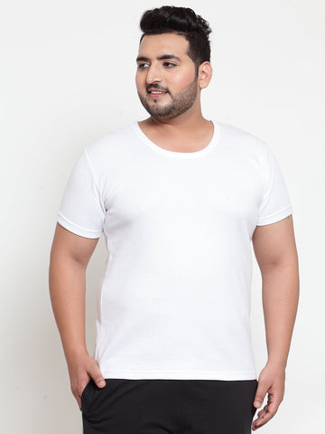 plusS Men Plus Size White Solid Undershirt Innerwear Vest