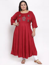 Women Red Printed Fit and Flare Dress